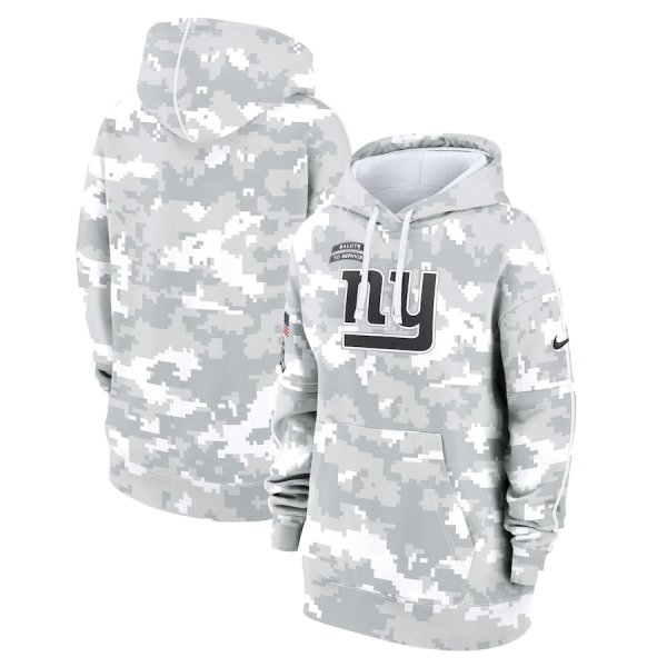 Women's Nike Arctic Camo New York Giants 2024 Salute To Service Club Fleece Pullover Hoodie