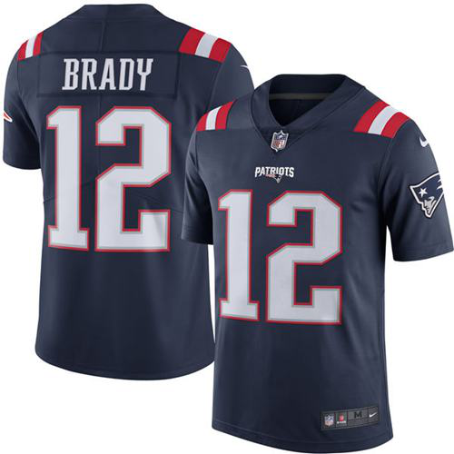 Nike New England Patriots #12 Tom Brady Navy Blue Men's Stitched NFL Limited New Color Rush Jersey