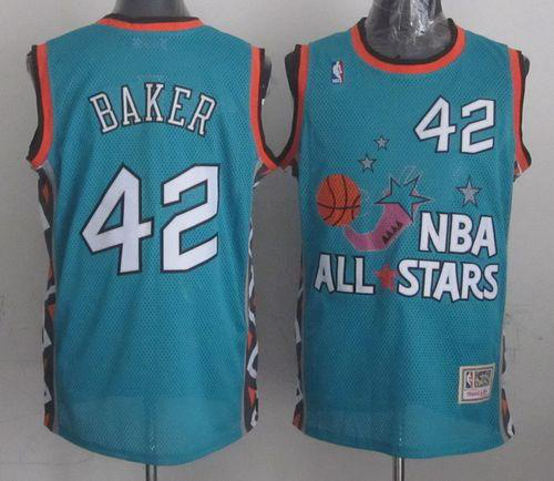 Mitchell And Ness Men's Milwaukee Bucks #42 Vin Baker Light Blue 1996 All star Stitched NBA Jersey