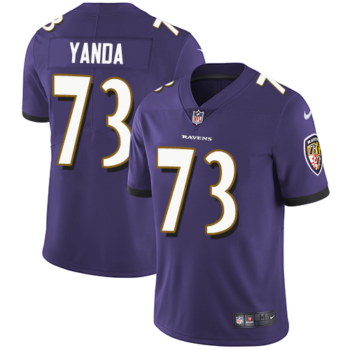 Men's Nike Baltimore Ravens #73 Marshal Yanda Purple Team Color Stitched NFL Vapor Untouchable Limited Jersey