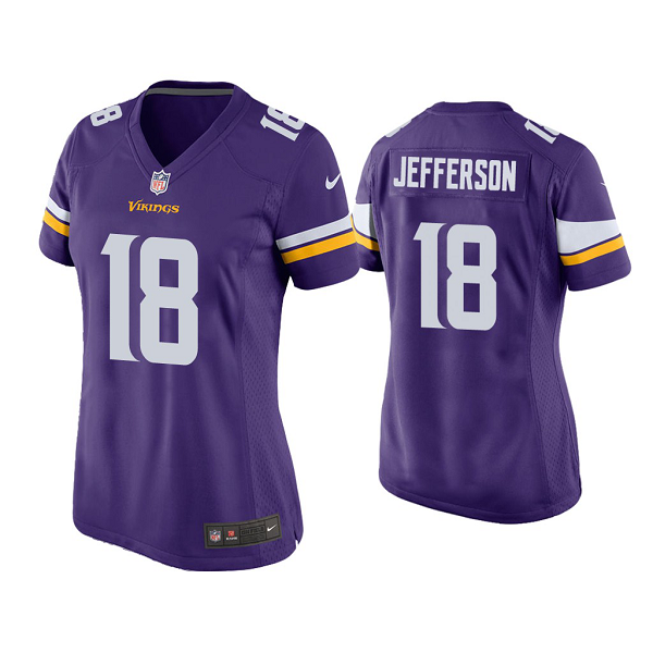 Women's #18 Justin Jefferson Minnesota Vikings Purple 2020 NFL Draft Game Jersey