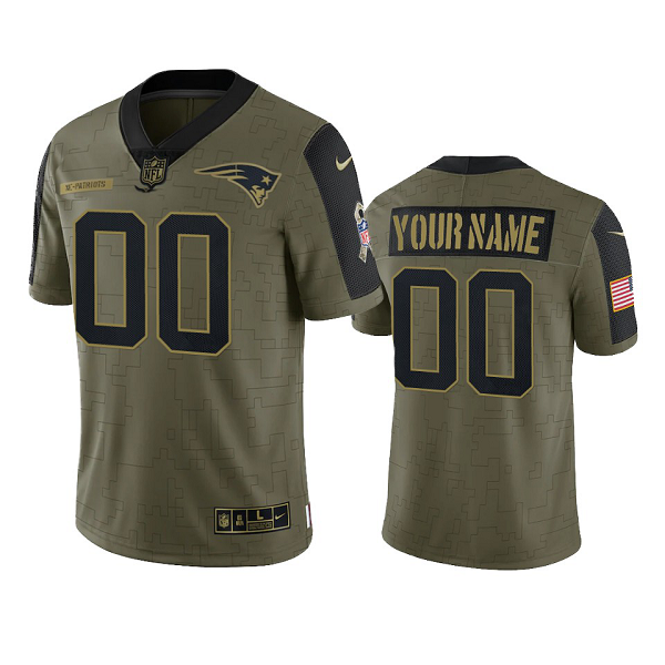 New England Patriots Custom Olive 2021 Salute To Service Men's Limited NFL Jersey