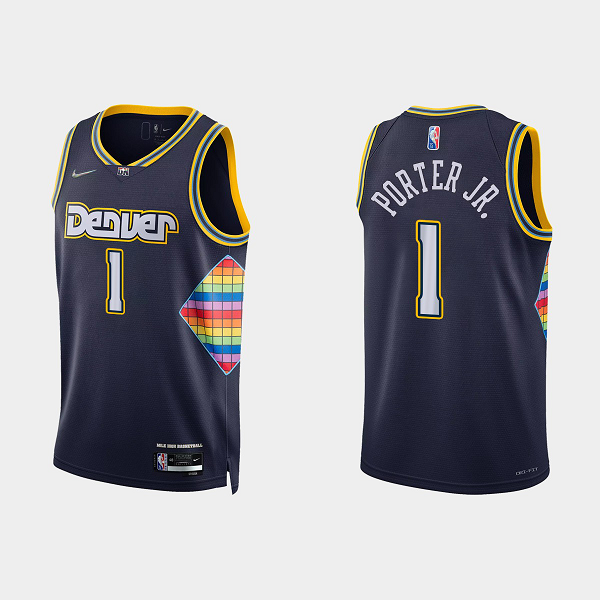 Men's Denver Nuggets #1 Michael Porter Jr. 2021-22 75th Anniversary City Navy NBA Jersey