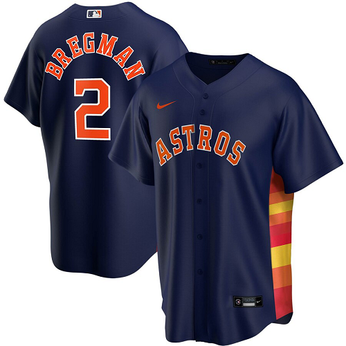 Men's Nike Houston Astros #2 Alex Bregman Navy Alternate 2020 MLB Jersey