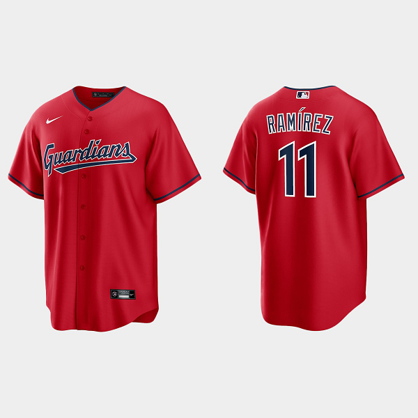 Men's Cleveland Guardians #11 Jose Ramirez Red Alternate MLB Jersey