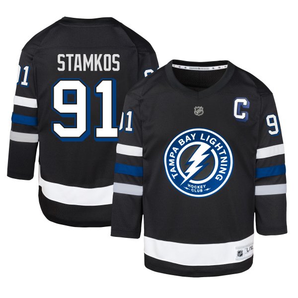 Youth Tampa Bay Lightning #91 Steven Stamkos Black Alternate Replica Player Jersey