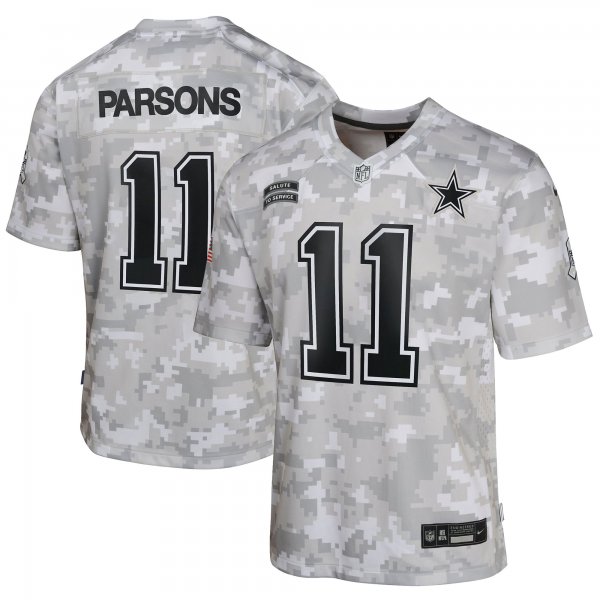 Youth Dallas Cowboys #11 Micah Parsons Nike Arctic Camo 2024 Salute to Service Game Jersey