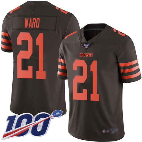 Cleveland Browns #21 Denzel Ward Brown Men's Stitched NFL Limited Rush 100th Season Jersey