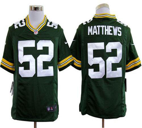 Nike Green Bay Packers #52 Clay Matthews Green Team Color Men's Stitched NFL Game Jersey