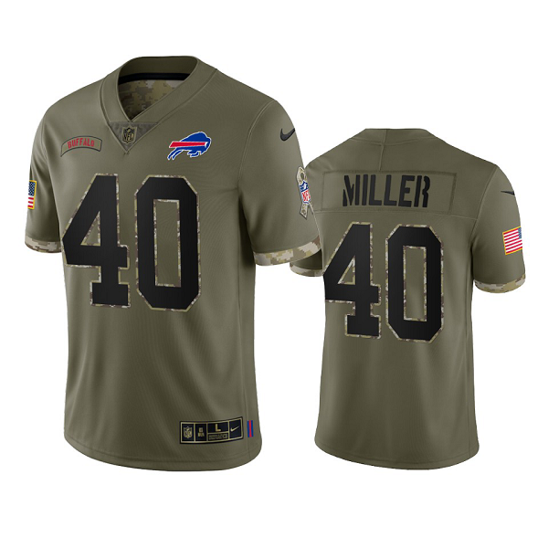 Buffalo Bills Von Miller Olive 2022 Salute To Service Limited Jersey #40