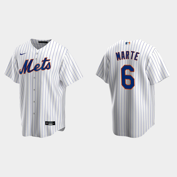 Men's New York Mets #6 Starling Marte White Home MLB Jersey