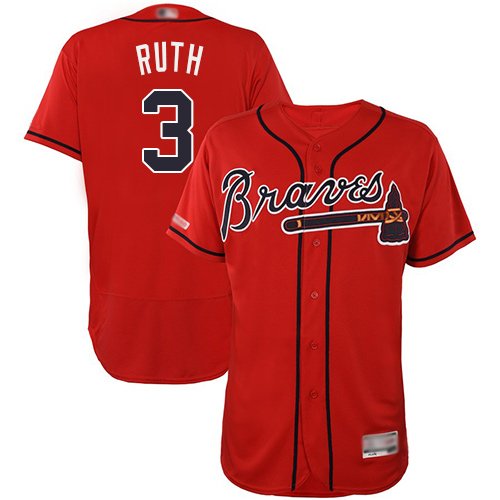 Atlanta Braves #3 Babe Ruth Red Flexbase Collection Stitched MLB Jersey