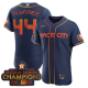 Men's Houston Astros #44 Yordan Alvarez 2023 Space City Champions Flex Base Navy Jersey