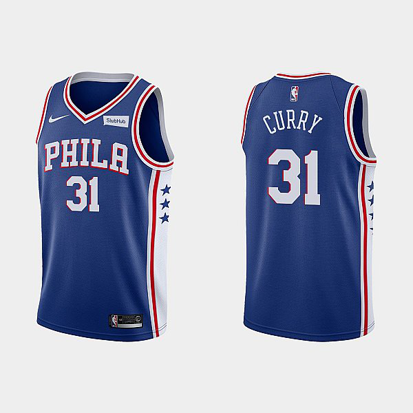 Men's Philadelphia 76ers #31 Seth Curry 2020-21 Blue Icon Edition NBA Jersey