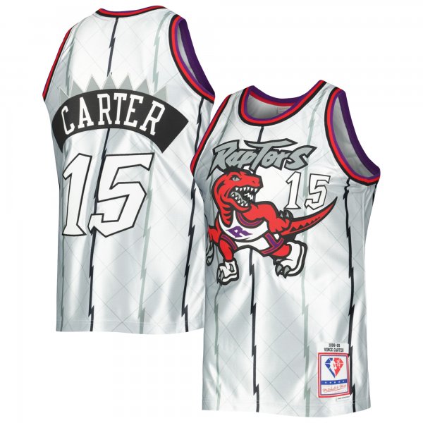 Men's Toronto Raptors Vince Carter Mitchell & Ness Platinum 1998/99 Hardwood Classics 75th Anniversary Swingman Jersey