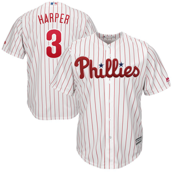 Youth Philadelphia Phillies #3 Bryce Harper Majestic MLB Home Official Cool Base Player White Jersey