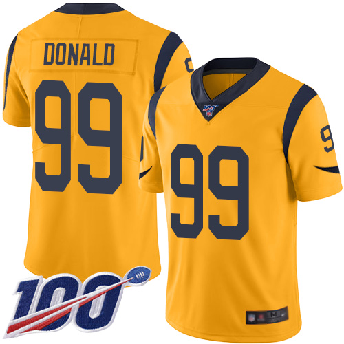 Los Angeles Rams #99 Aaron Donald Gold Men's Stitched NFL Limited Rush 100th Season Jersey