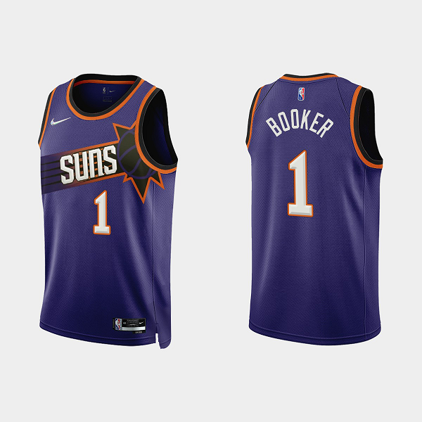 Men's Phoenix Suns #1 Devin Booker 2022-23 Icon Edition Purple NBA Jersey