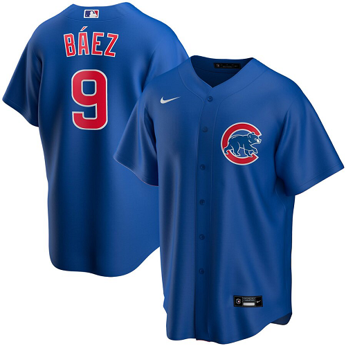 Men's Nike Chicago Cubs #9 Javier Baez Nike Royal Alternate 2020 MLB Jersey