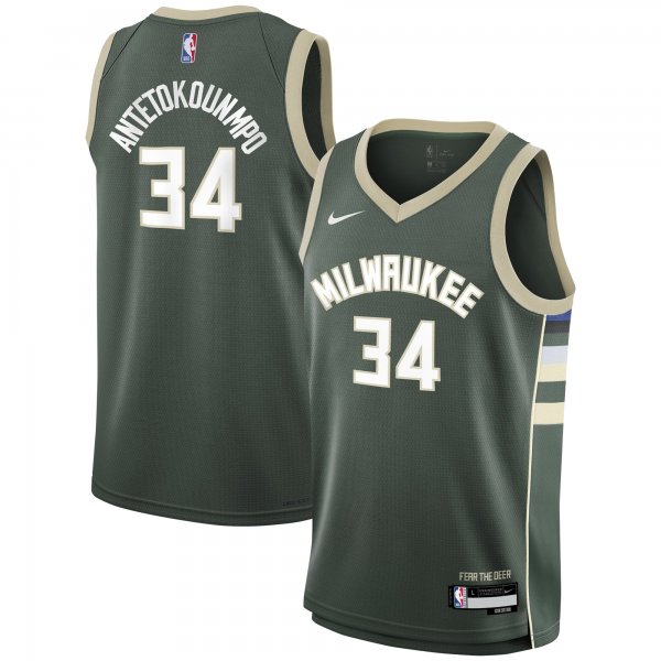 Youth Milwaukee Bucks Giannis Antetokounmpo Nike Hunter Green Swingman Jersey - Icon Edition