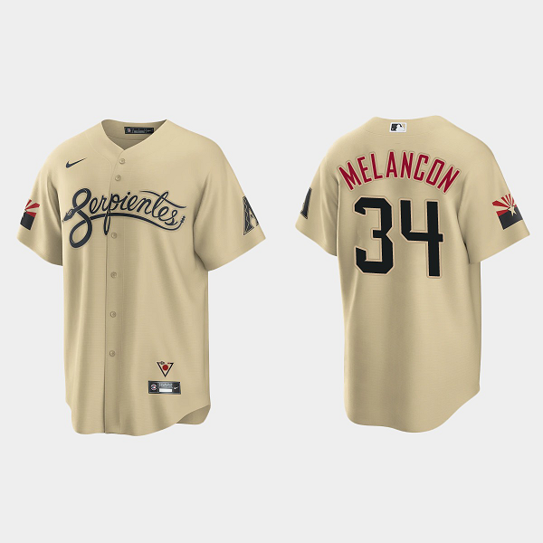 Men's Arizona Diamondbacks #34 Mark Melancon 2021 City Connect Gold MLB Jersey