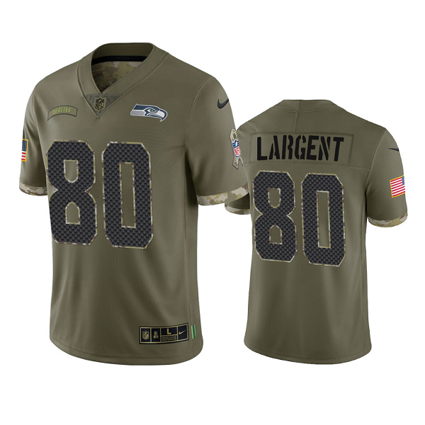 Seattle Seahawks Steve Largent #80 Olive 2022 Salute To Service Limited Jersey