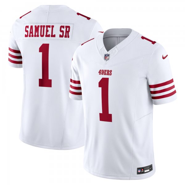 Men's San Francisco 49ers #1 Deebo Samuel Sr Nike White Vapor F.U.S.E. Limited Jersey