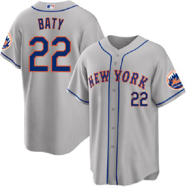 Men's New York Mets #22 Brett Baty Gray Home Cool Base Jersey