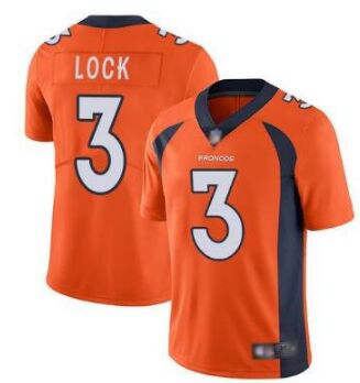 Men's Nike Denver Broncos #3 Drew Lock Orange Limited Home Vapor Untouchable NFL Jersey