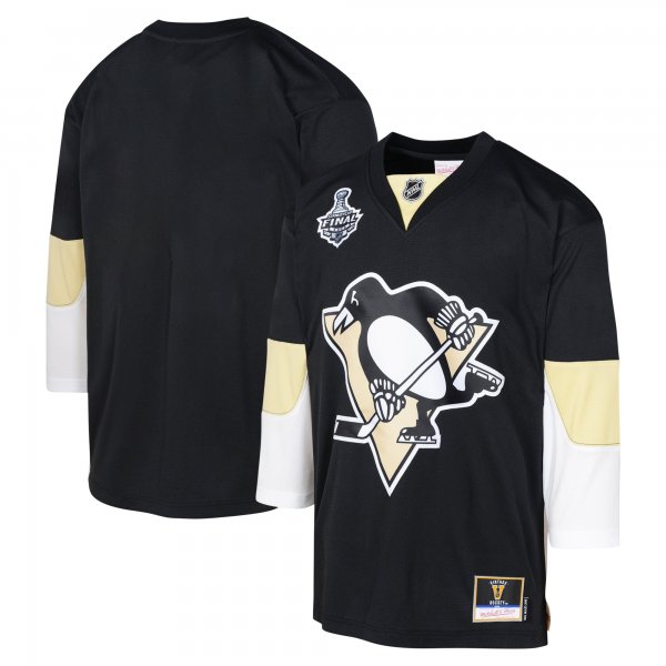 Youth Pittsburgh Penguins Mitchell & Ness Black 2008 Blue Line Blank Jersey