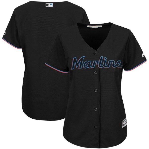 Women's Miami Marlins Majestic Black Alternate Team Cool Base Jersey