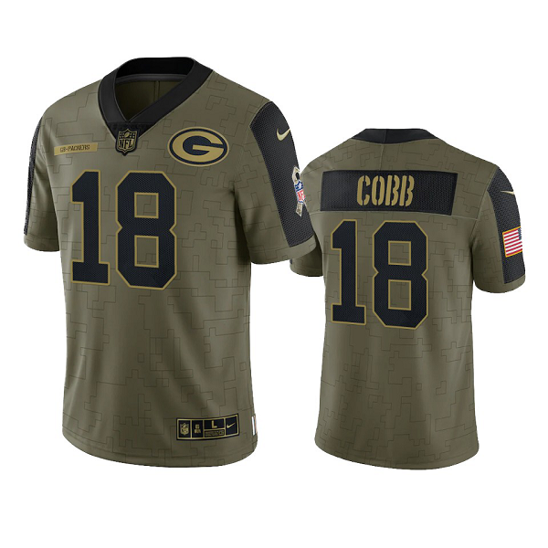 Green Bay Packers Randall Cobb Olive 2021 Salute To Service Men's Limited NFL Jersey