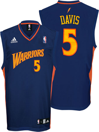 Men's Adidas Men's Golden State Warriors #5 Baron Davis Jackson Navy Blue NBA Jersey