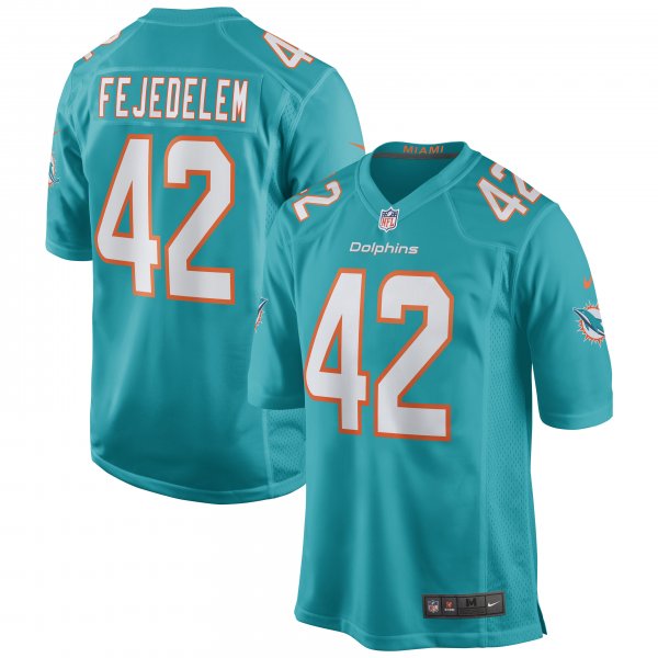 Men's Miami Dolphins Clayton Fejedelem Nike Aqua Game Jersey