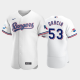 Men's Texas Rangers #53 Adolis Garcia White Home 50th Anniversary MLB Flex Base Jersey