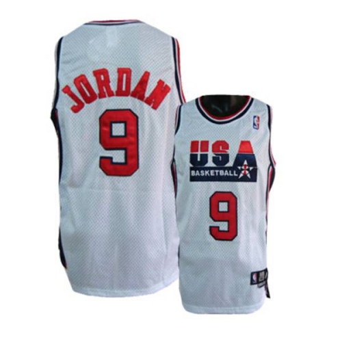 Nike Olympic Men's Team USA 9# Michael Jordan White Stitched NBA Jersey