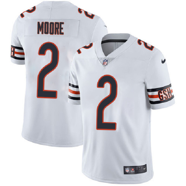 Men's Nike Chicago Bears #2 D.J. MOORE White Vapor Limited NFL Jersey