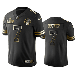 Men's Kansas City Chiefs #7 Harrison Butker Black Super Bowl LIV Golden Edition Jersey