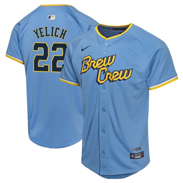 Youth Milwaukee Brewers Christian Yelich Nike Powder Blue City Connect Limited Player Jersey