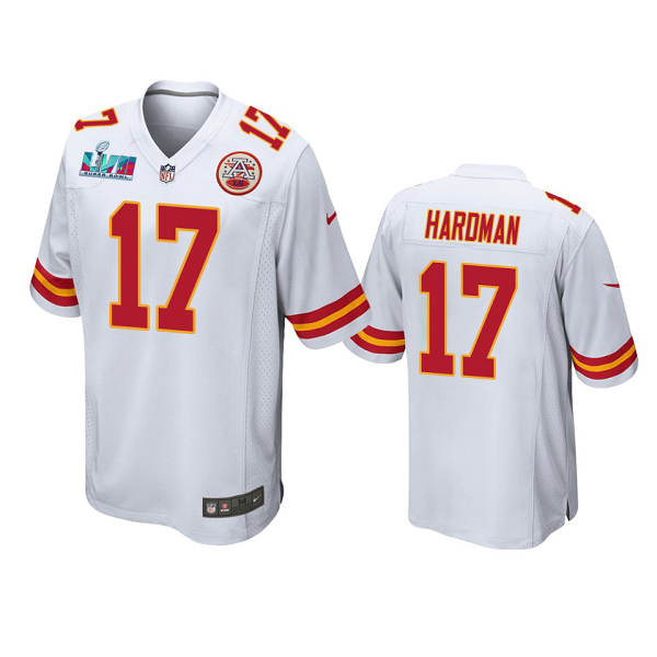 Men's Kansas City Chiefs #17 Mecole Hardman White Super Bowl LVII Limited Jersey