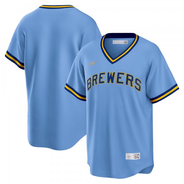 Men's Milwaukee Brewers Nike Powder Blue Road Cooperstown Collection Team Jersey