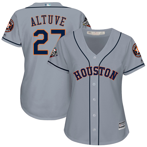 Women's Houston Astros #27 Jose Altuve Grey Road 2019 World Series BoundStitched MLB Jersey