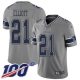 Dallas Cowboys #21 Ezekiel Elliott Gray Men's Stitched NFL Limited Inverted Legend 100th Season Jersey