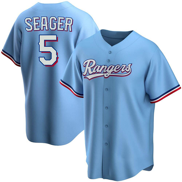 Men's Texas Rangers #5 Corey Seager Light Blue Alternate Jersey