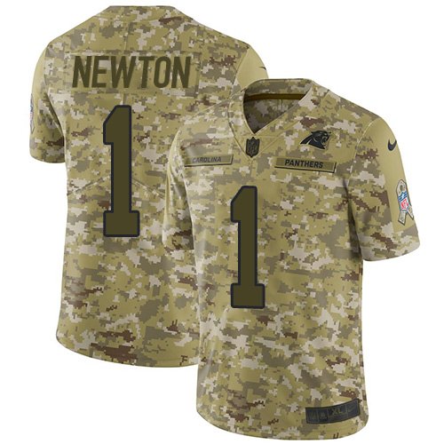 Nike Carolina Panthers #1 Cam Newton Camo Youth Stitched NFL Limited 2018 Salute to Service Jersey