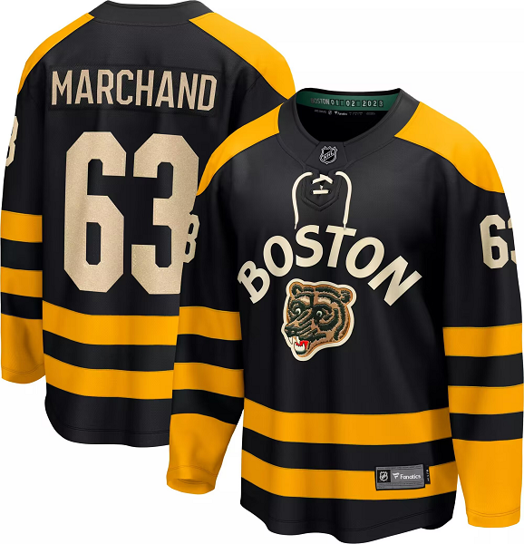 Men's Boston Bruins #63 Brad Marchand 2022-23 Winter Classic NHL Jersey