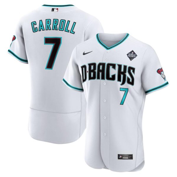 Men's #7 Corbin Carroll Arizona Diamondbacks Nike 2023 World Series Player White Jersey