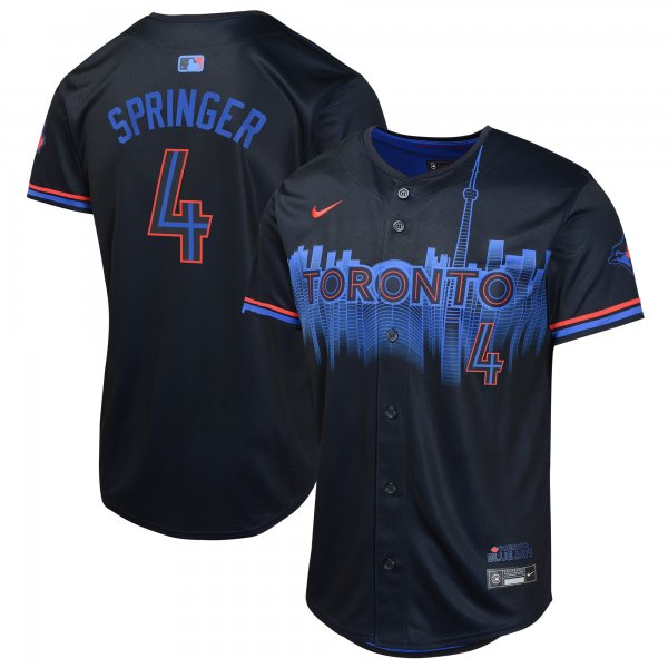 Youth Toronto Blue Jays #4 George Springer Nike Navy 2024 City Connect Cool Base Jersey