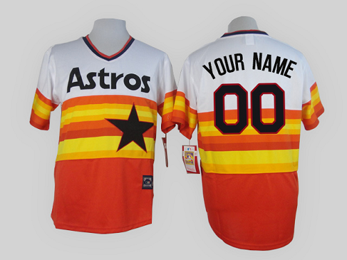 Houston Astros Orange Men's Customized Throwback MLB Jersey