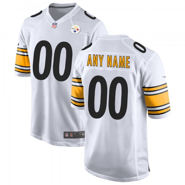 Men's Nike White Pittsburgh Steelers Away Custom Game Jersey